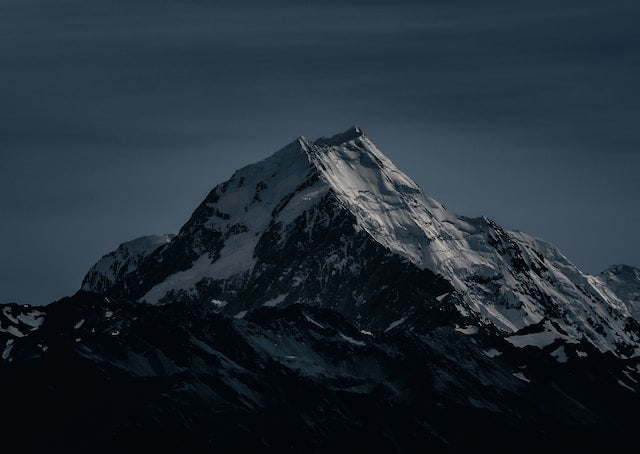 A photo of a snow-capped mountain, symbolising the perspective that journaling can provide.