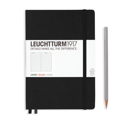 Leuchtturm1917 Hard Cover A5 Ruled Notebook Ruled - Black