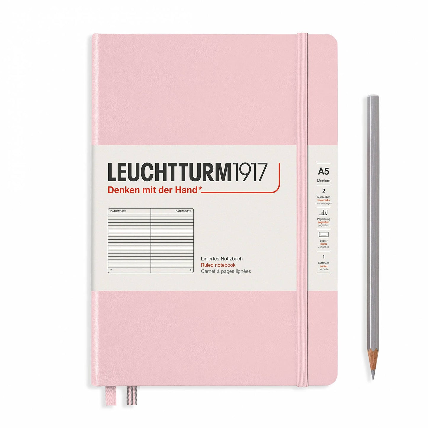 Leuchtturm1917 Hard Cover A5 Ruled Notebook Ruled - Powder